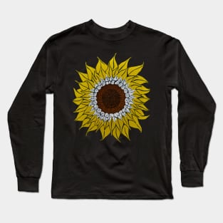 White and Yellow Sunflower Long Sleeve T-Shirt